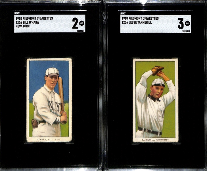 1910 T206 Piedmont Cigarettes Lot - Hal Chase (SGC 1.5), S. Evans (SGC 3), Bill O'Hara (NY, SGC 2), Jesse Tannehill (SGC 3)