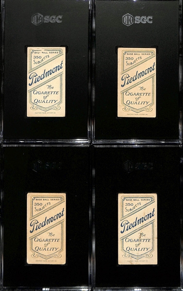 1910 T206 Piedmont Cigarettes Lot - Hal Chase (SGC 1.5), S. Evans (SGC 3), Bill O'Hara (NY, SGC 2), Jesse Tannehill (SGC 3)
