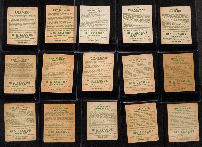 Lot of (50) 1933 Goudey Baseball Cards w. Bob O'Farrell