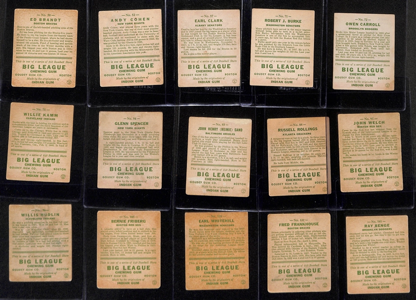 Lot of (50) 1933 Goudey Baseball Cards w. Bob O'Farrell