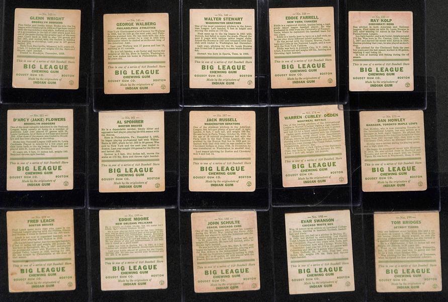 Lot of (50) 1933 Goudey Baseball Cards w. Bob O'Farrell
