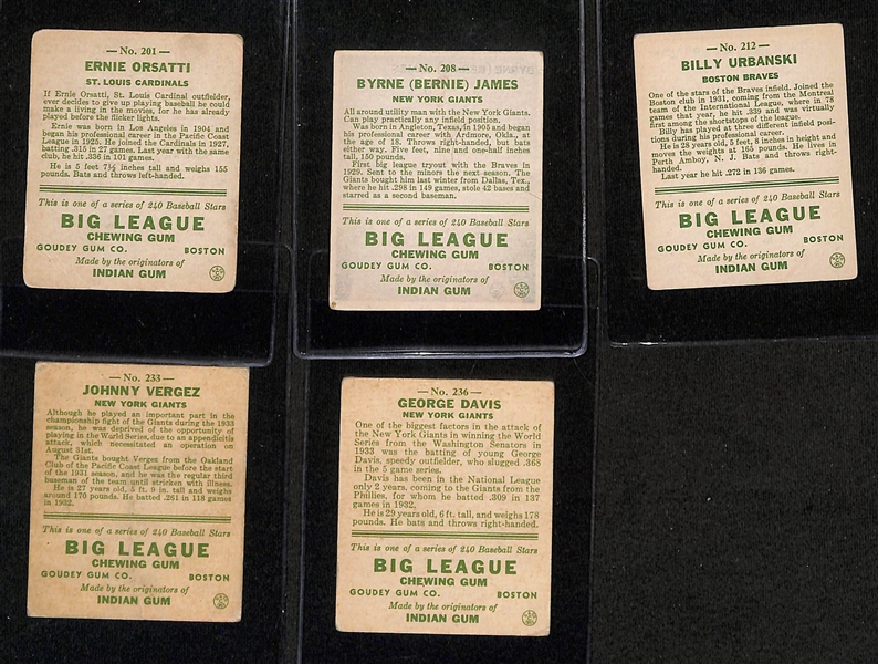 Lot of (50) 1933 Goudey Baseball Cards w. Bob O'Farrell