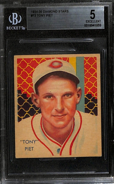 (2) BGS Graded 1934-36 Diamond Stars w. Tony Piet BGS 5 & Ted Lyons (HOF)  BGS 3.5