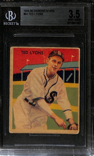 (2) BGS Graded 1934-36 Diamond Stars w. Tony Piet BGS 5 & Ted Lyons (HOF)  BGS 3.5