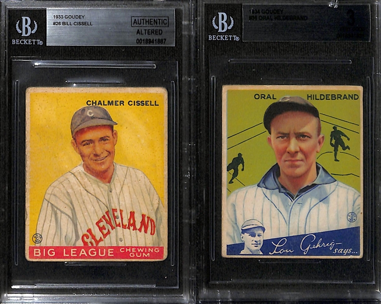 Lot of (5) BVG Graded 1933 and 1934 Goudey Cards w. Taylor Douthit BGS 3