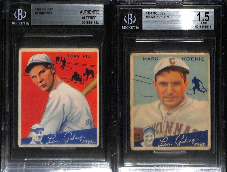 Lot of (5) BVG Graded 1933 and 1934 Goudey Cards w. Taylor Douthit BGS 3