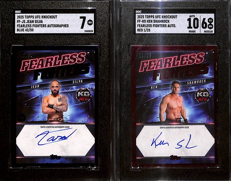 Lot of (2) Topps SGC Graded & (4) Wild Card UFC Cards w. Ken Shamrock