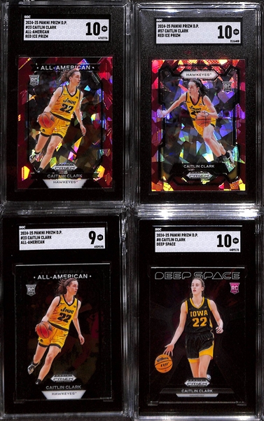 Lot of (7) 2024/25 SGC Graded Panini Draft Picks w. Caitlin Clark Rookie Card, Paige Bueckers Rated Prospect, & Angel Reese Rookie Card