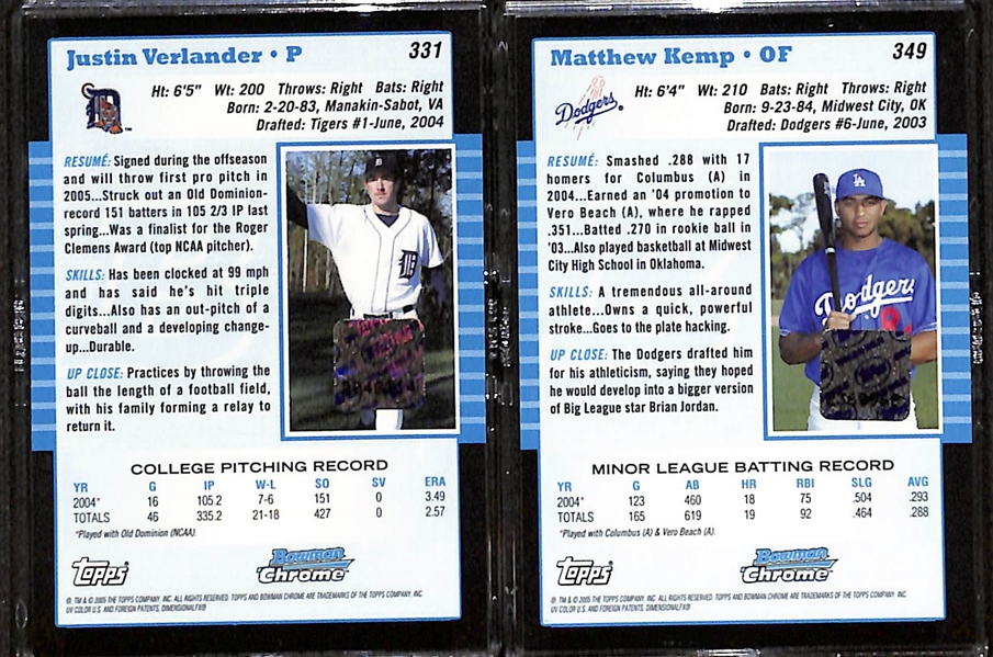 2005 Bowman Baseball Complete Set - Base & Autograph Set w. Justin Verlander & Matt Kemp Autograph Rookie Cards (330 Base Cards, 23 Autograph Cards)