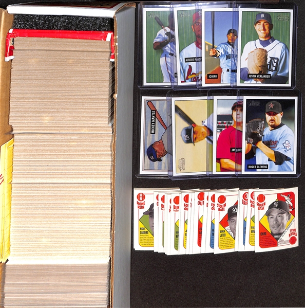 2005 Bowman Heritage Baseball Complete 350 Card Set (Verlander Rookie) & 24  Red/Blue Back Minis (8 Red Backs & 16 Blue Backs)