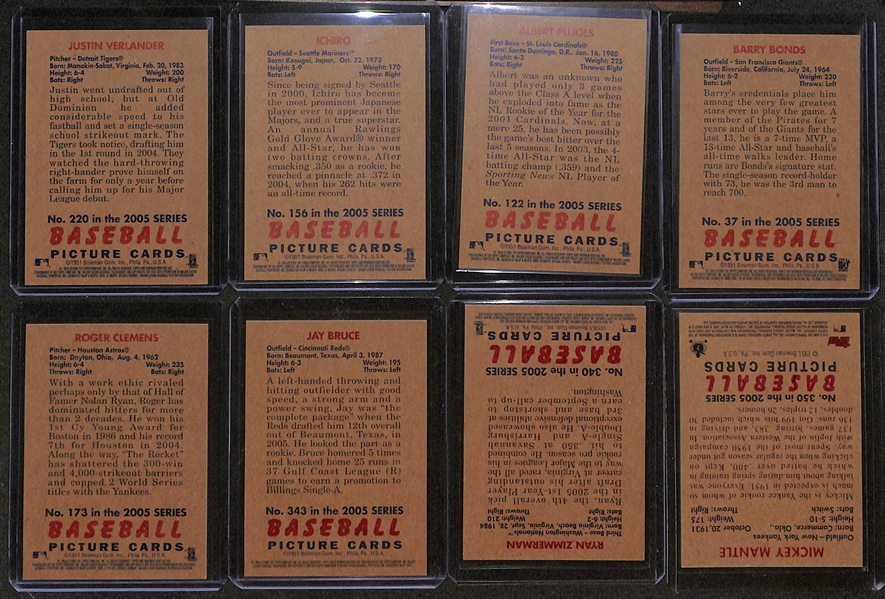 2005 Bowman Heritage Baseball Complete 350 Card Set (Verlander Rookie) & 24  Red/Blue Back Minis (8 Red Backs & 16 Blue Backs)