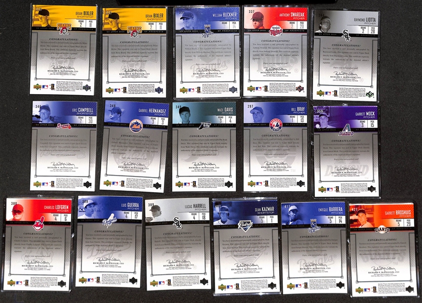 2004 SP Prospects Baseball Base Set (1-290) w. Yadier Molina Rookie & 40 Prospect Autographs Inc. Zobrist, Lind, Reed, Parr (#/10) & 20 Jersey Relic Cards 