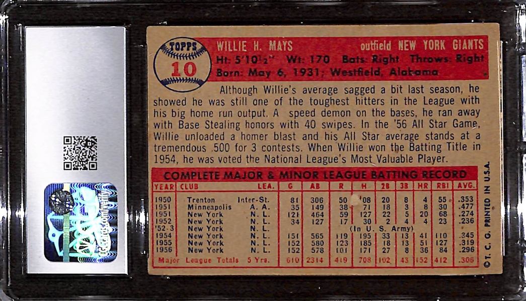 1957 Topps Willie Mays #10 Graded CGC 3.5 VG+