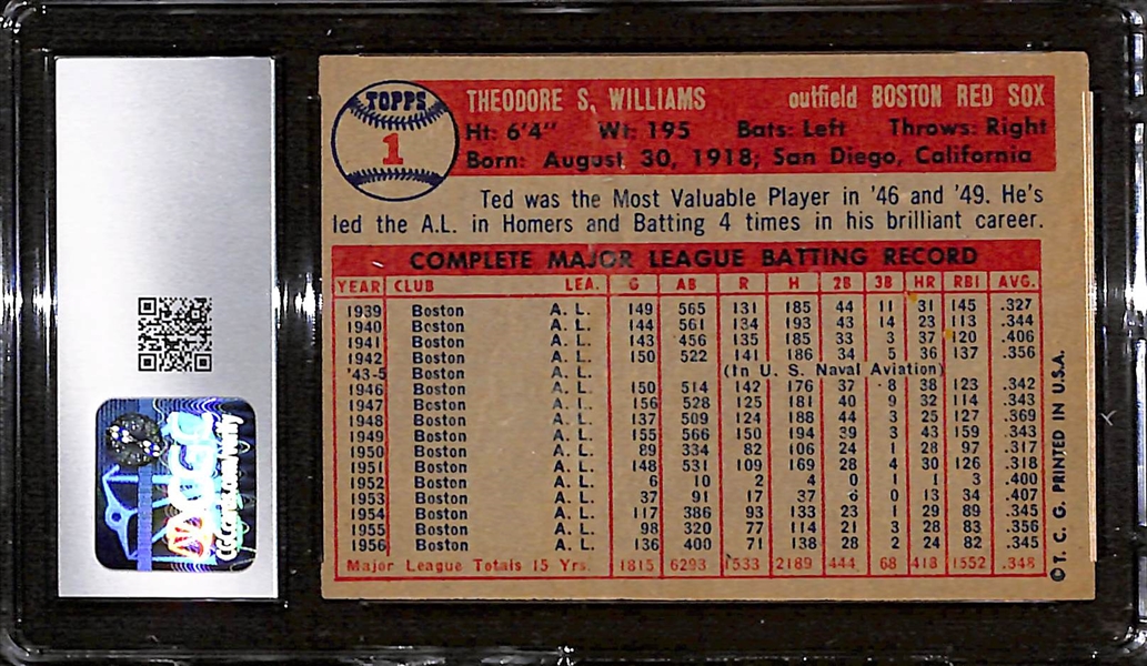 1957 Topps Ted Williams #1 Graded CGC 6 EX-NM