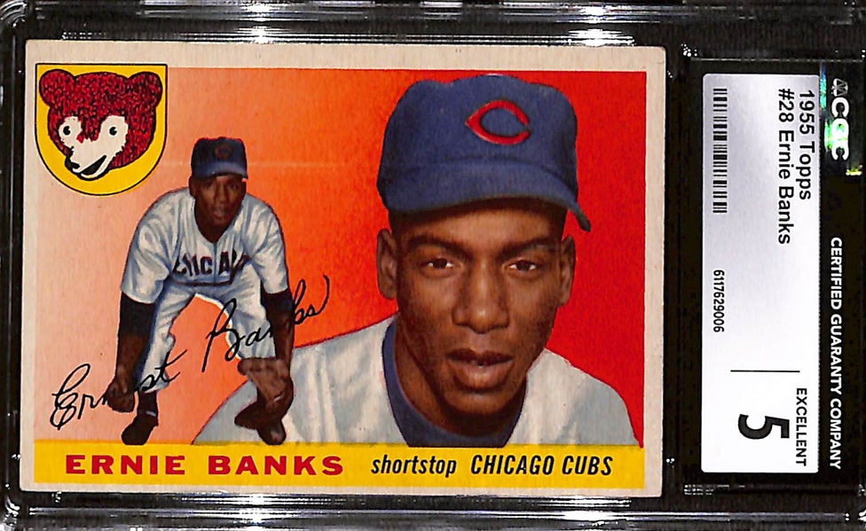 1955 Topps Ernie Banks (2nd Year) #28 Graded CGC 5 EX