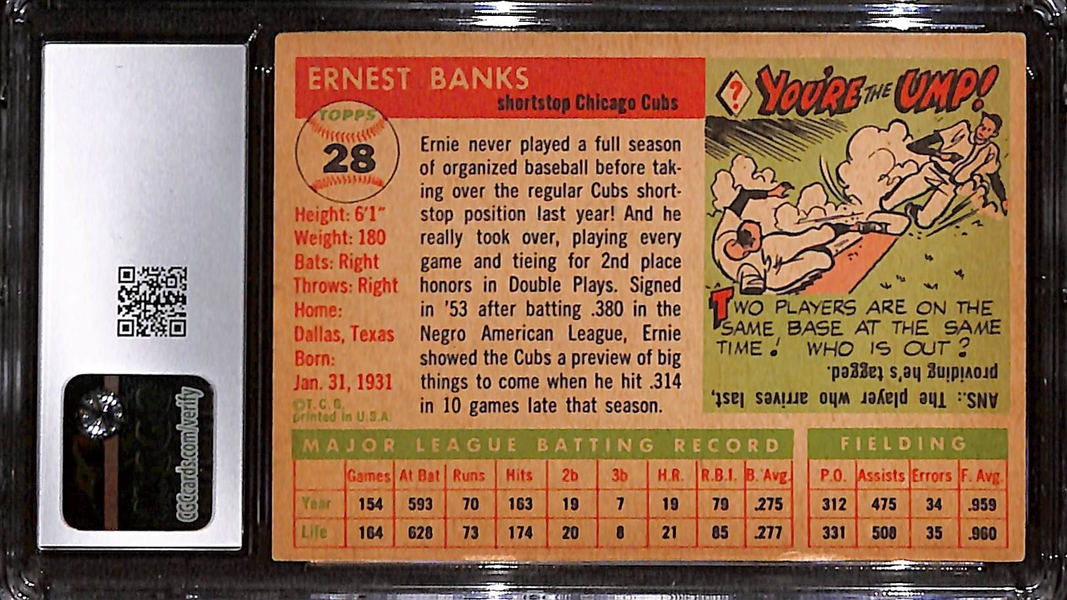 1955 Topps Ernie Banks (2nd Year) #28 Graded CGC 5 EX