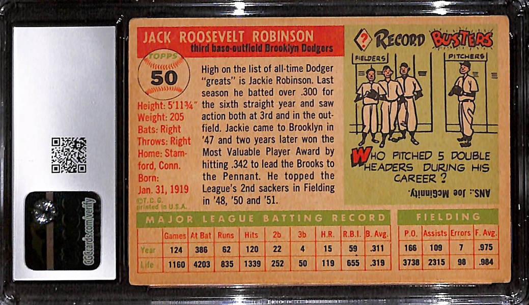1955 Topps Jackie Robinson #50 Graded CGC 3.5 VG+