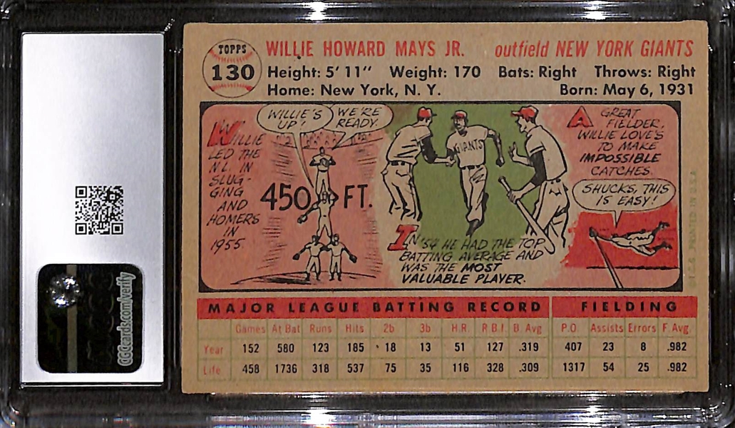 1955 Topps Willie Mays #130 Graded CGC 3.5 VG+