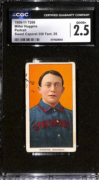 1909-11 T206 Miller Huggins (HOF - Portrait) Graded CGC 2.5 (Sweet Caporal Back)