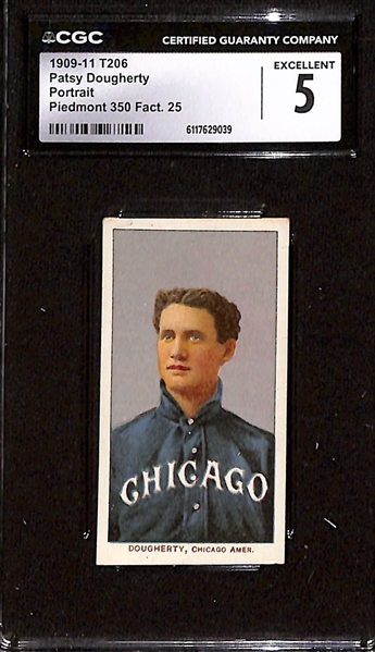 1909-11 T206 Patsy Dougherty (Portrait) Graded CGC 5 (Piedmont 350 Back)