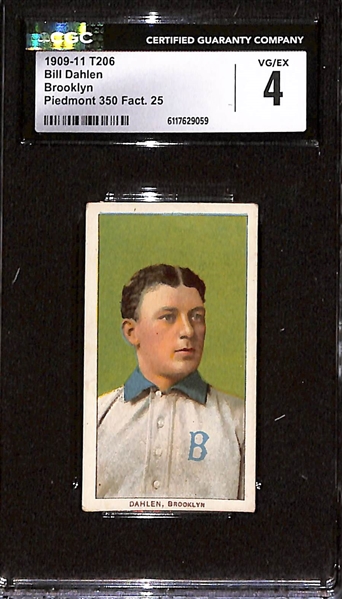 1909-11 T206 Bill Dahlen (Brooklyn) Graded CGC 4 (Piedmont 350 Back)