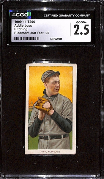 1909-11 T206 Addie Joss (HOF, Pitching) Graded CGC 2.5 (Piedmont 350 Back)