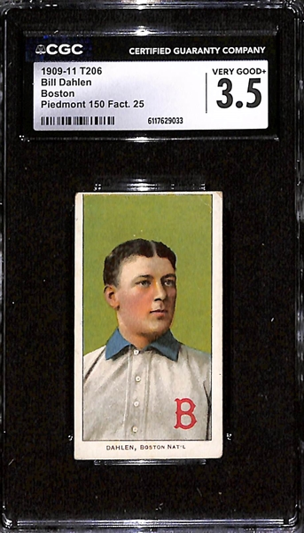 1909-11 T206 Bill Dahlen (Boston) Graded CGC 3.5 (Piedmont 150 Back)