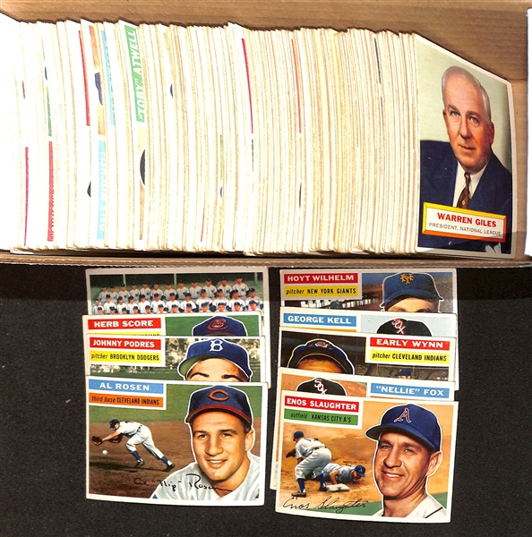 Lot of (265) Different 1956 Topps Baseball Cards w. Enos Slaughter & Nellie Fox 