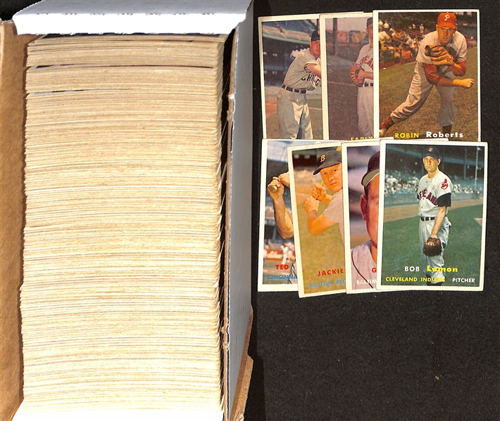  Lot of (280) Different 1957 Topps Baseball Cards w. Robin Roberts & Early Wynn