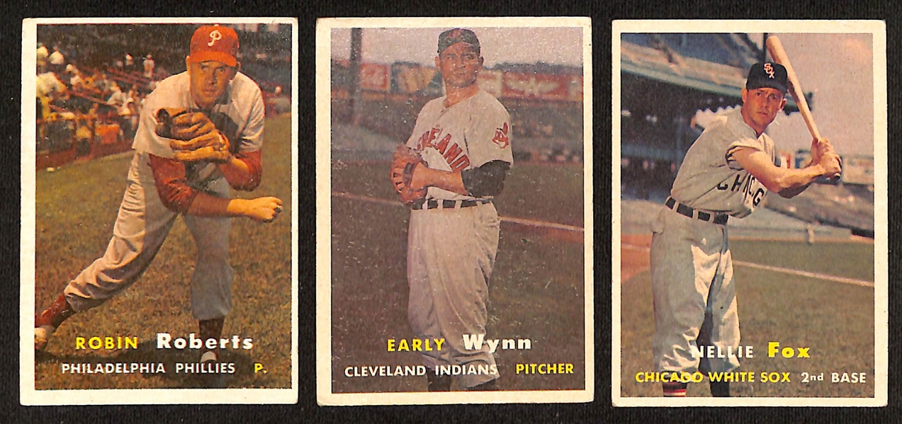  Lot of (280) Different 1957 Topps Baseball Cards w. Robin Roberts & Early Wynn