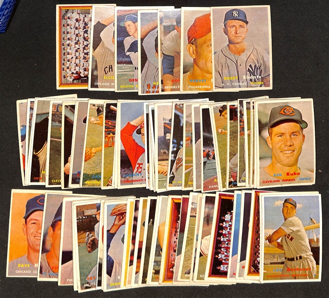  Lot of (80) Different 1957 - 4th Series Topps Baseball Cards w. Bobby Shantz & Harvey Haddix