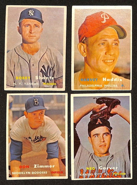  Lot of (80) Different 1957 - 4th Series Topps Baseball Cards w. Bobby Shantz & Harvey Haddix