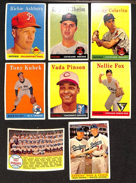Lot of (430) Different 1958 Topps Baseball Cards w. Enos Slaughter & Curt Flood Rookie