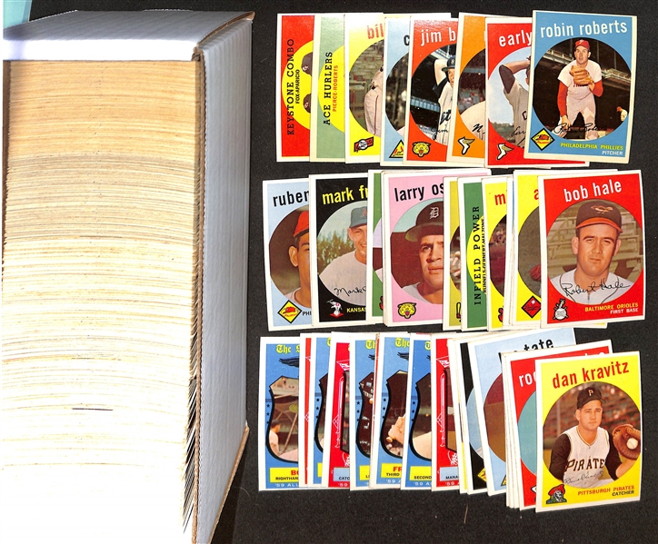  Lot of (500) Different 1959 Topps Baseball Cards w. Robin Roberts & Early Wynn