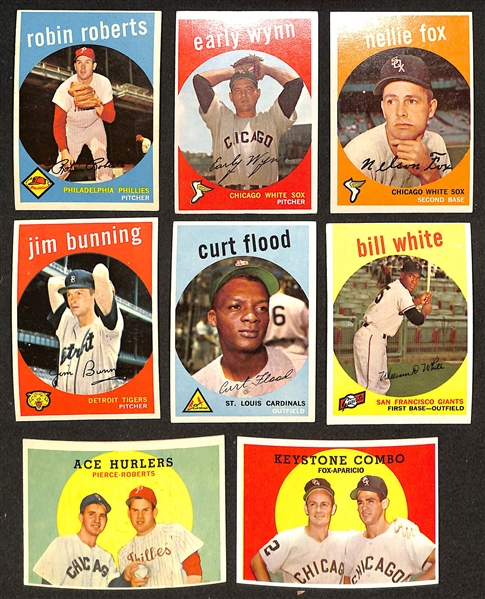  Lot of (500) Different 1959 Topps Baseball Cards w. Robin Roberts & Early Wynn