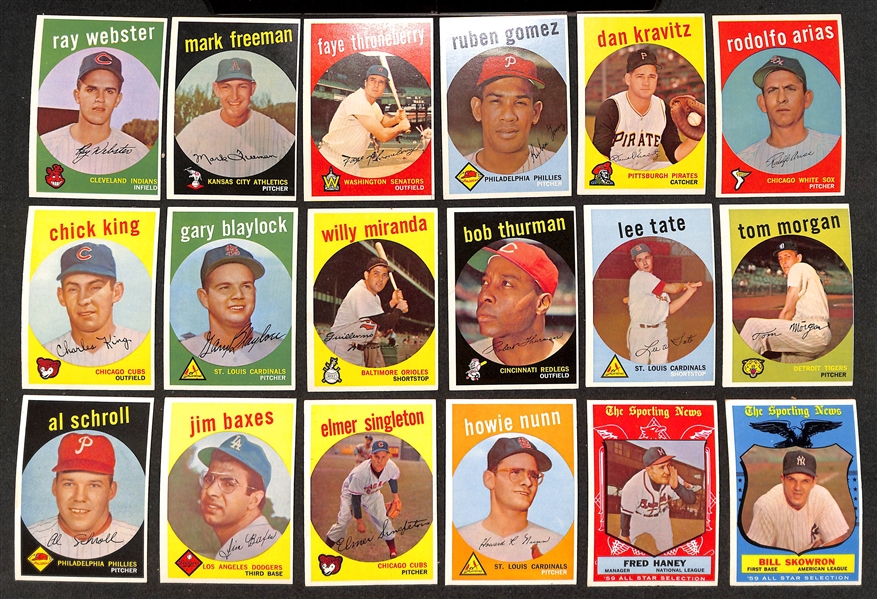  Lot of (500) Different 1959 Topps Baseball Cards w. Robin Roberts & Early Wynn
