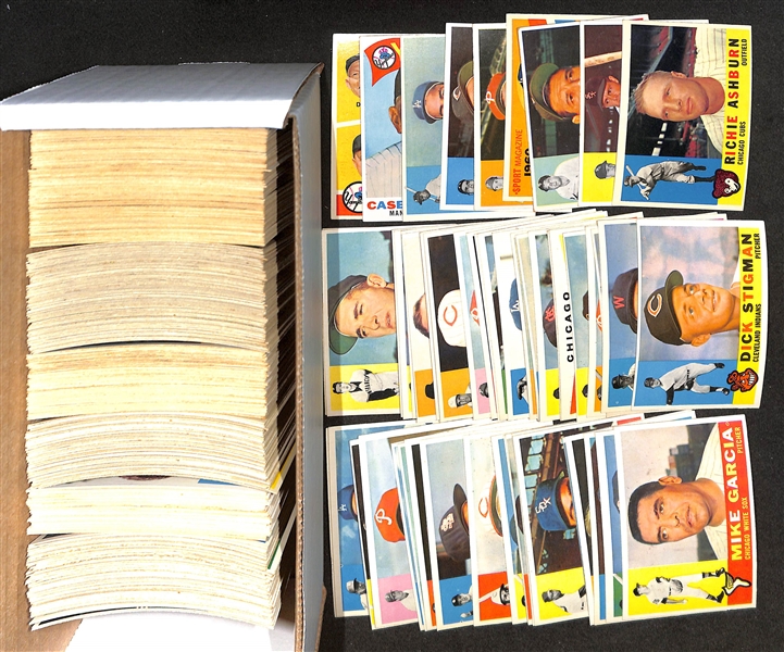  Lot of (405) Different 1960 Topps Baseball Cards w. Richie Ashburn & Nellie Fox