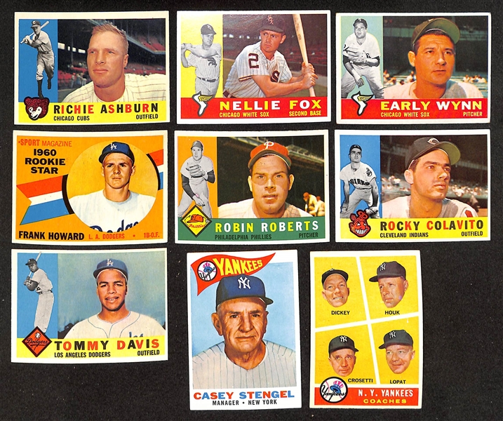  Lot of (405) Different 1960 Topps Baseball Cards w. Richie Ashburn & Nellie Fox