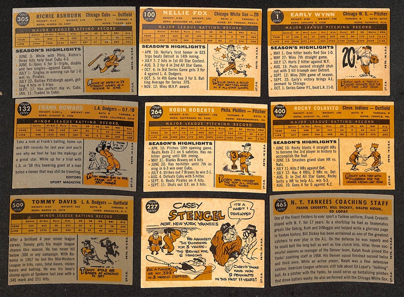  Lot of (405) Different 1960 Topps Baseball Cards w. Richie Ashburn & Nellie Fox