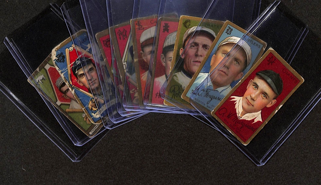 Lot of (9) 1911 T205 American & National League Tobacco Cards w. Rube Marquard (Polar Bear)