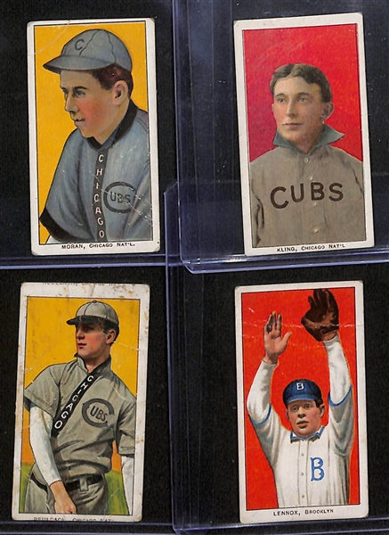 Lot of (8) 1909 T206 National League Tobacco Cards w. Pat Moran & Johnny Kling