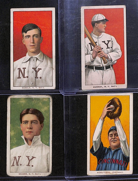 Lot of (8) 1909 T206 National League Tobacco Cards w. Merkle & Murray