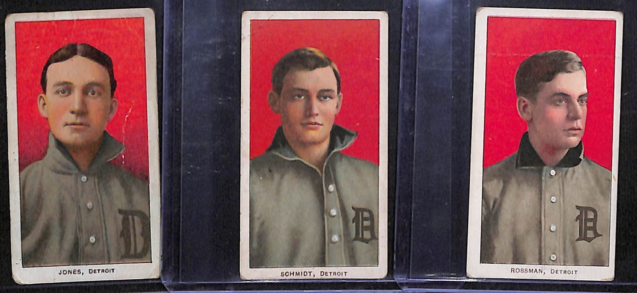 Lot of (9) 1909 T206 American League Tobacco Cards w. Jones & Schmidt