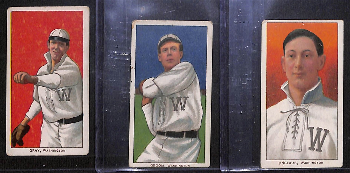 Lot of (9) 1909 T206 American League Tobacco Cards w. Gray & Groom