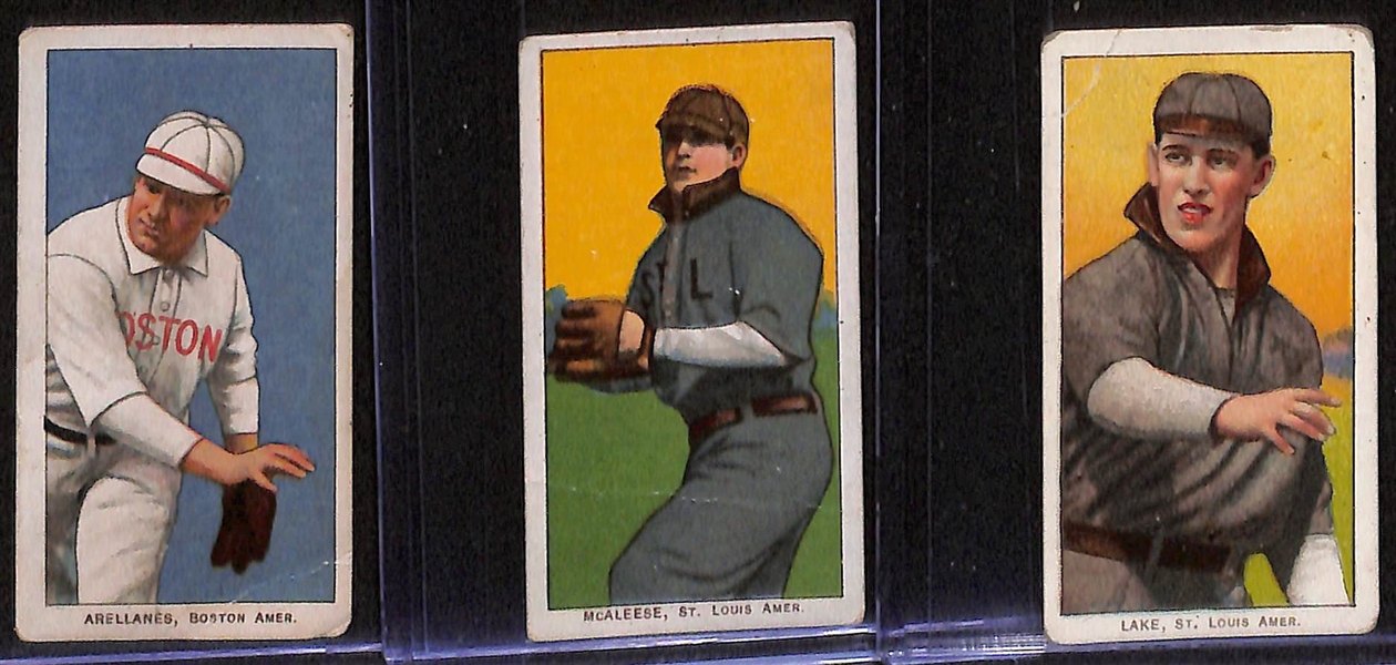 Lot of (9) 1909 T206 American League Tobacco Cards w. Gray & Groom
