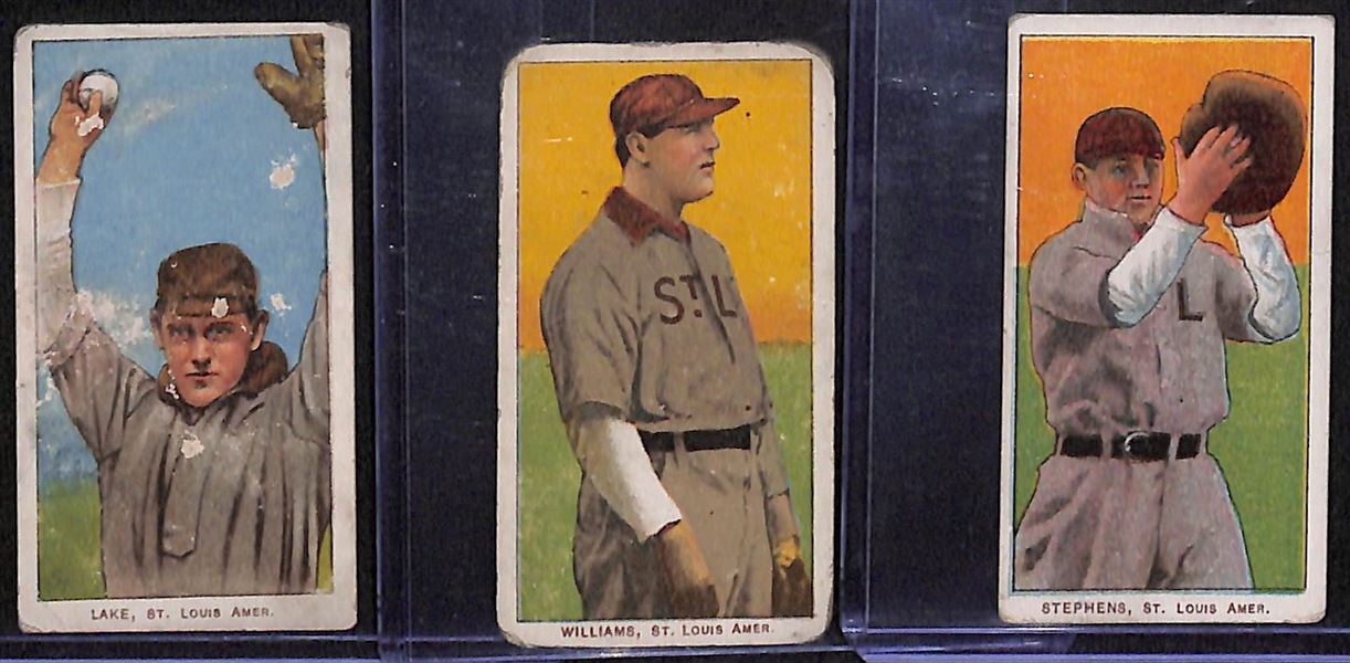 Lot of (9) 1909 T206 American League Tobacco Cards w. Gray & Groom
