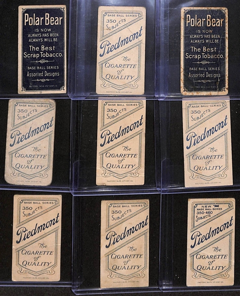 Lot of (9) 1909 T206 American League Tobacco Cards w. Chick Gandil Rookie (Polar Bear)