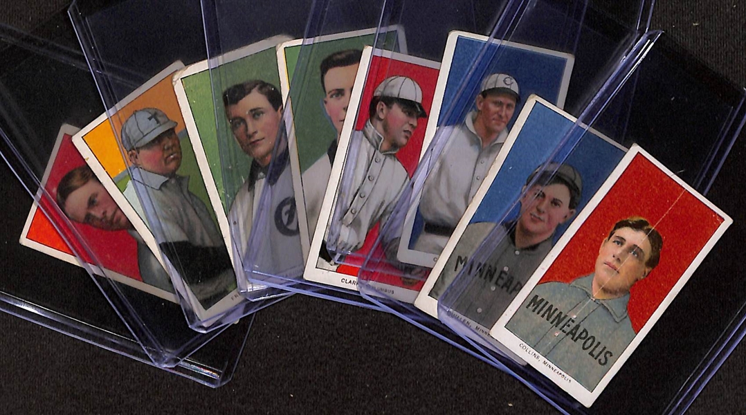 Lot of (8) 1909 T206 Minor League Tobacco Cards w. Jimmy Collins (Minneapolis)