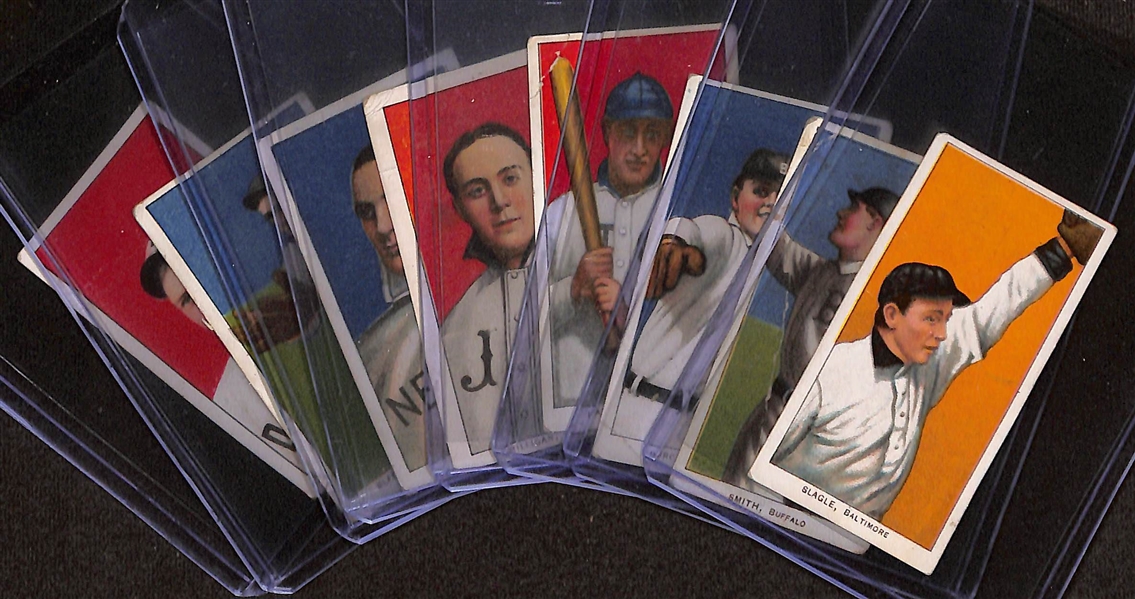Lot of (8) 1909 T206 Minor League Tobacco Cards w. Jimmy Rabbit Slagle (Baltimore)
