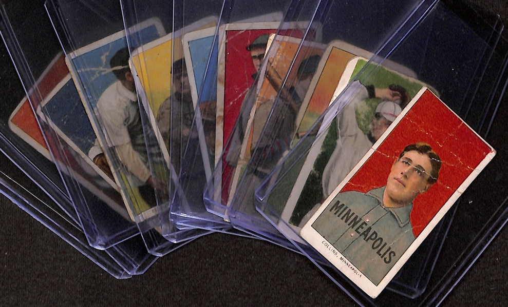 Lot of (10) 1909 T206 Minor/American/National League Tobacco Cards w. Jimmy Collins (Minneapolis) (creased)